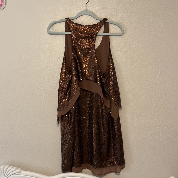 Glam sequin dress raw edge overlay brown - Picture 3 of 3
